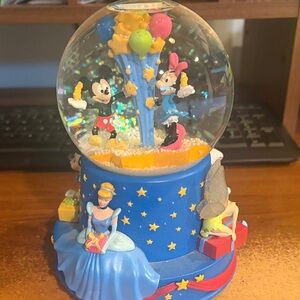 Disney Blue & Yellow Princess and Mickey Mouse Snow Globe